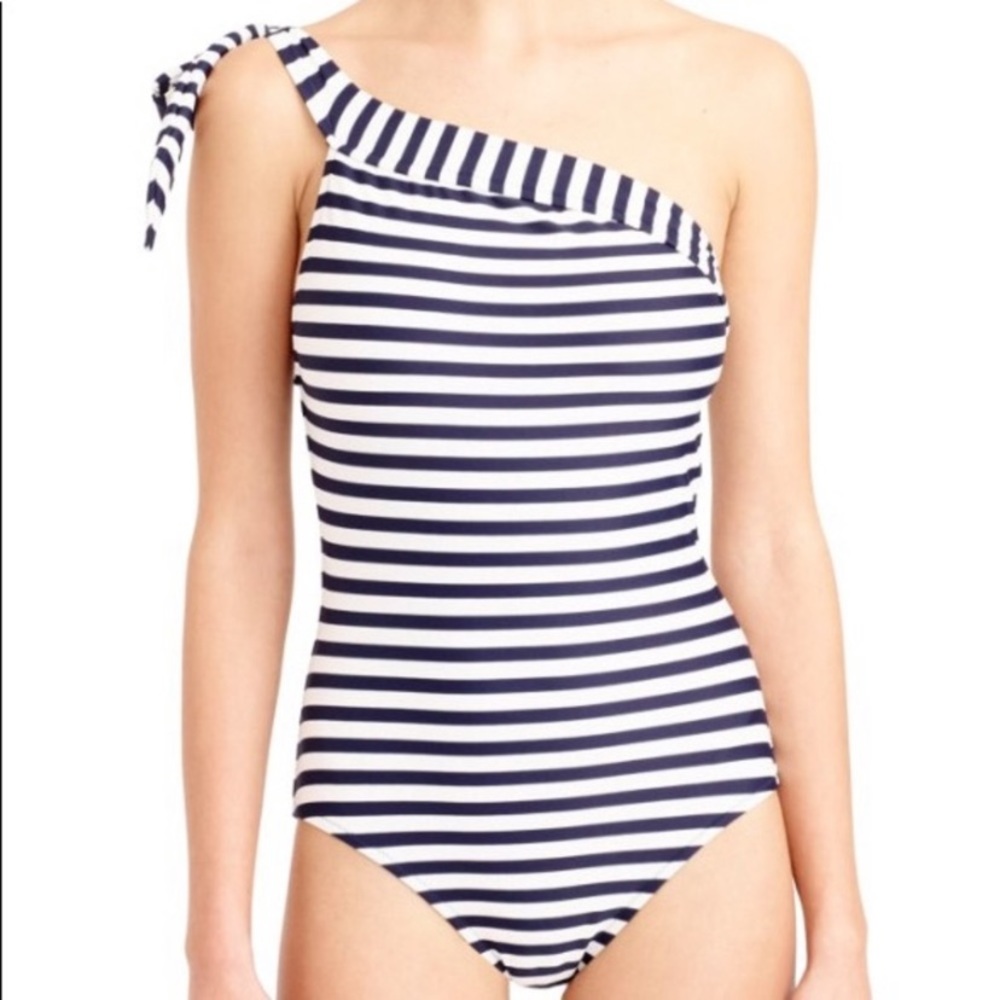 J Crew Navy Stripe Size 10 NWT Swimsuit